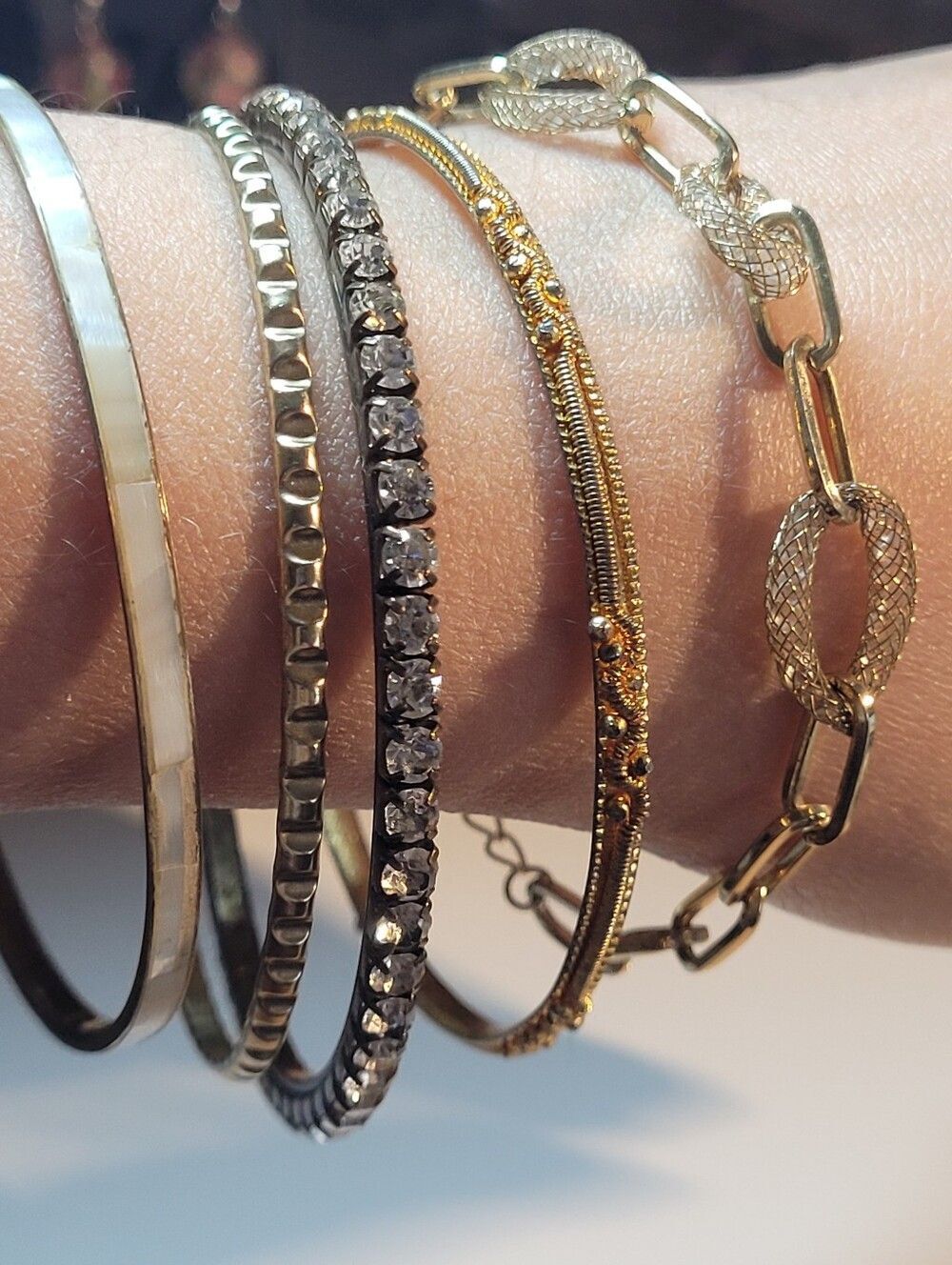 Golden Goddess Elegant Gold  Mixed Bangle And Bracelet Set Of 5  - Women Jewelry